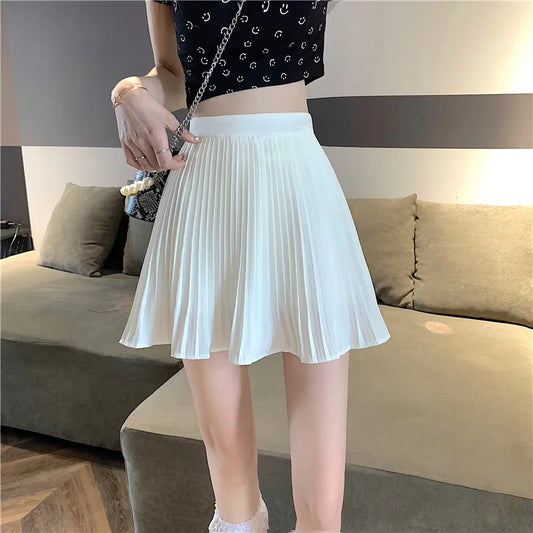 Summer new style Korean fashion high-waist pleated puffy short skirt women